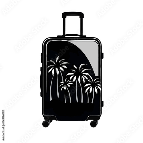 Black silhouette of a suitcase on white background.