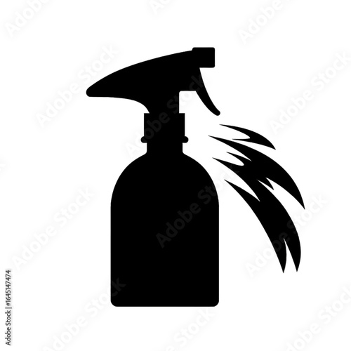 Black silhouette, tattoo of a spray bottle on white background. Vector.