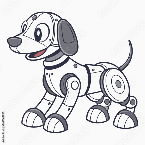 Robotic dog with mechanical parts and a friendly pose
