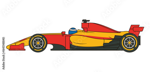 Vibrant red and yellow racing car illustration