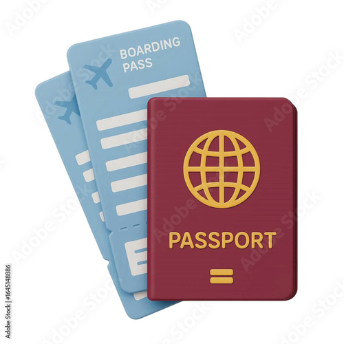 Air plane tickets and Passport transparent