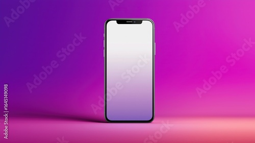 Elegant Smartphone Mockup on Purple-Pink Gradient for App UI and Digital Marketing Display