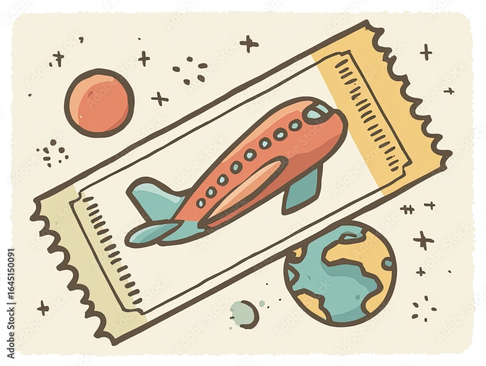 Naklejka premium A ticket to space, featuring a plane