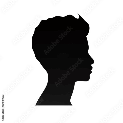 Black silhouette, tattoo of a human, person on white isolated background. Vector.