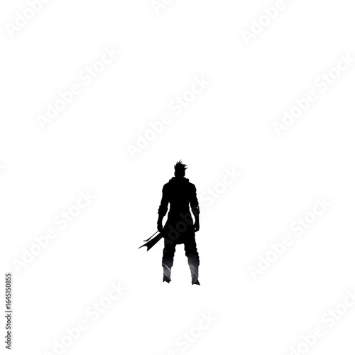 Black silhouette, tattoo of a warrior on white isolated background. Vector.
