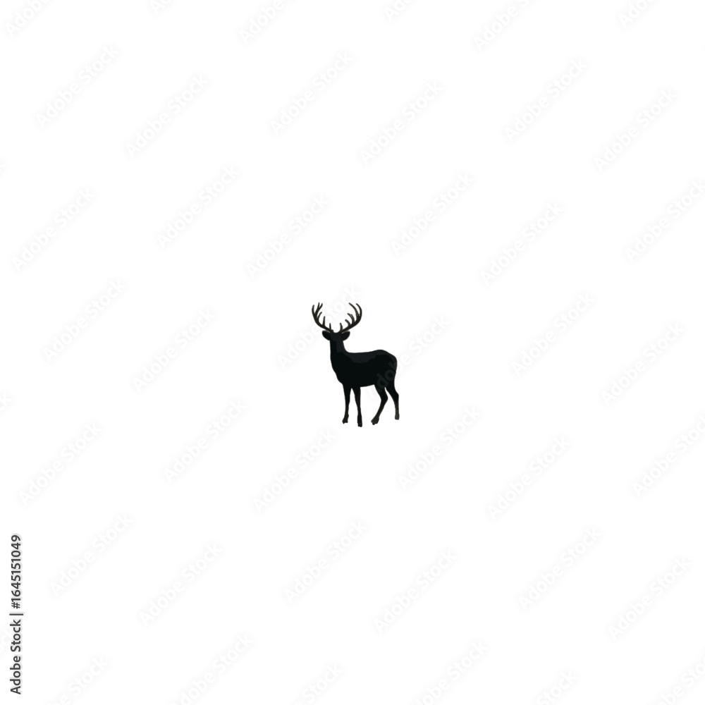 Fototapeta premium Silhouette of a deer over water, mirror reflection, dark forest.