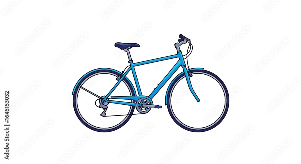 Fototapeta premium Blue bicycle illustration for eco-friendly urban transport and healthy lifestyle concept. Vector graphic of a classic city bike for sport and leisure.