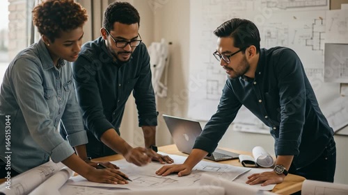 Wallpaper Mural Collaborative Architects Reviewing Blueprints Torontodigital.ca