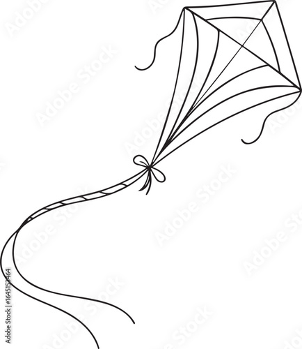 Bright cheerful outdoor scene with kite soaring in the wind