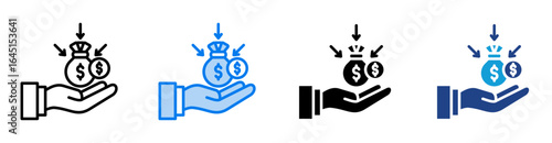 Earnings icon set multiple style collection