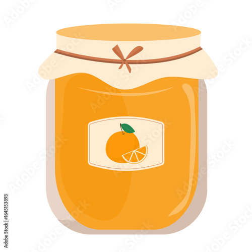 Orange Jam Jar Vector Illustration – Sweet Citrus Fruit Preserve in Glass Jar