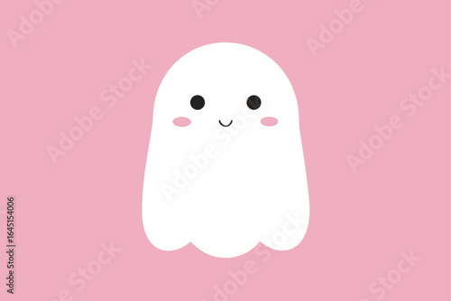 single cute ghost  pastel background  vector flat