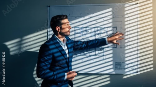 Wallpaper Mural Architect Presenting Blueprint Design Torontodigital.ca