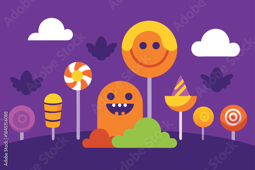 halloween candy land  lollipops and sweets with pu