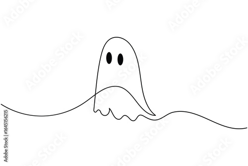 Halloween ghost continuous one line drawing minimalist isolate outline vector illustration white background