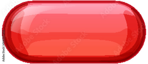 Red Vitamin Pill Vector Illustration with Glossy Finish
