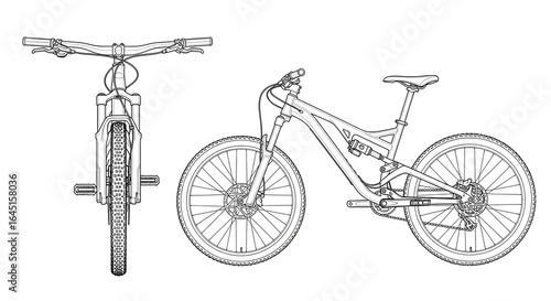 Mountain Bike Illustration Front and Side View