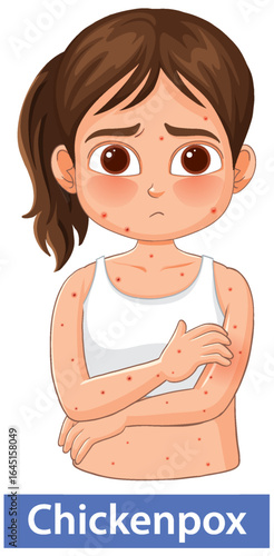 Sad Girl With Chickenpox Rash in Tank Top