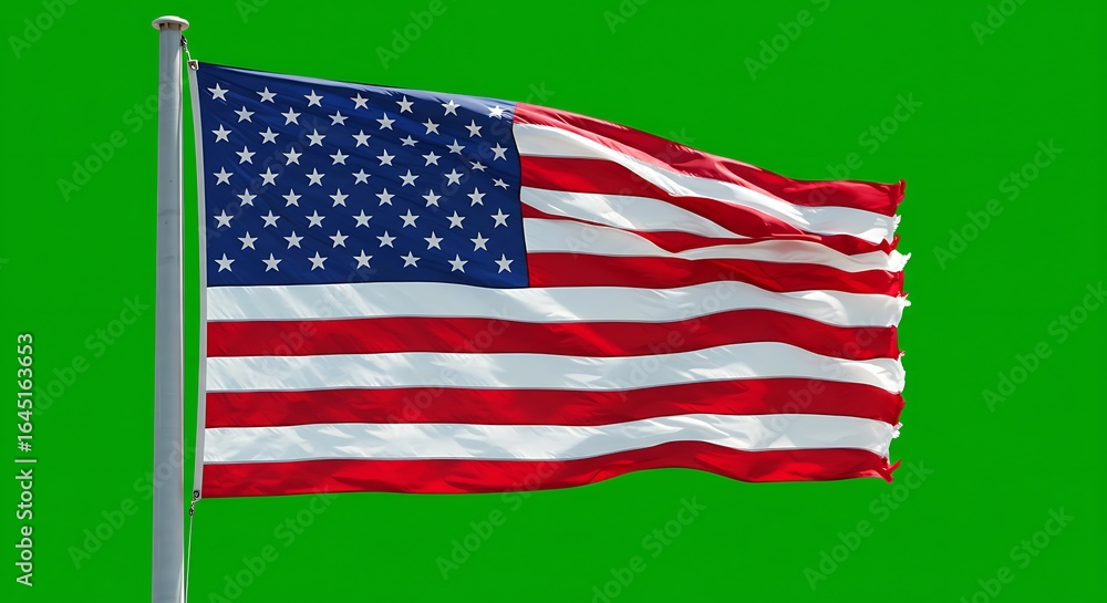 custom made wallpaper toronto digitalWaving american flag with stars and stripes against a vibrant green background