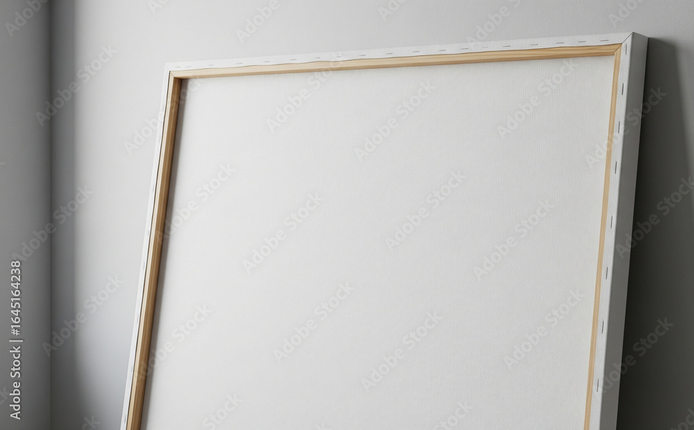 Obraz premium Blank Wall Art Canvas Leaning On Wall With Minimal Decor