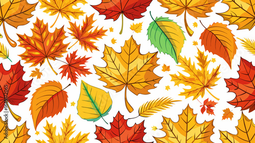 Delicate veins trace through vivid shapes, blending artistry and nature in perfect harmony, while the seamless repetition forms a timeless tapestry celebrating autumn’s radiant beauty in every intrica