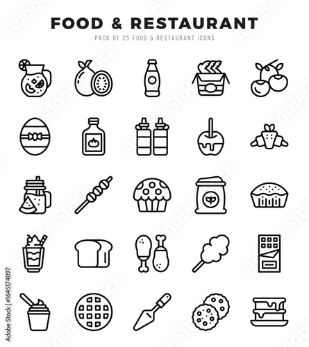 Set of Food and Restaurant Icons Lineal icons collection.