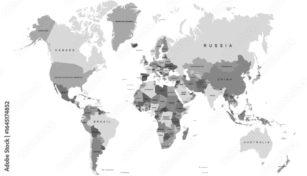 Obraz premium World map. Grey modern vector map. Silhouette map.