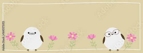 かわいいシマエナガと敬老の日のバナー