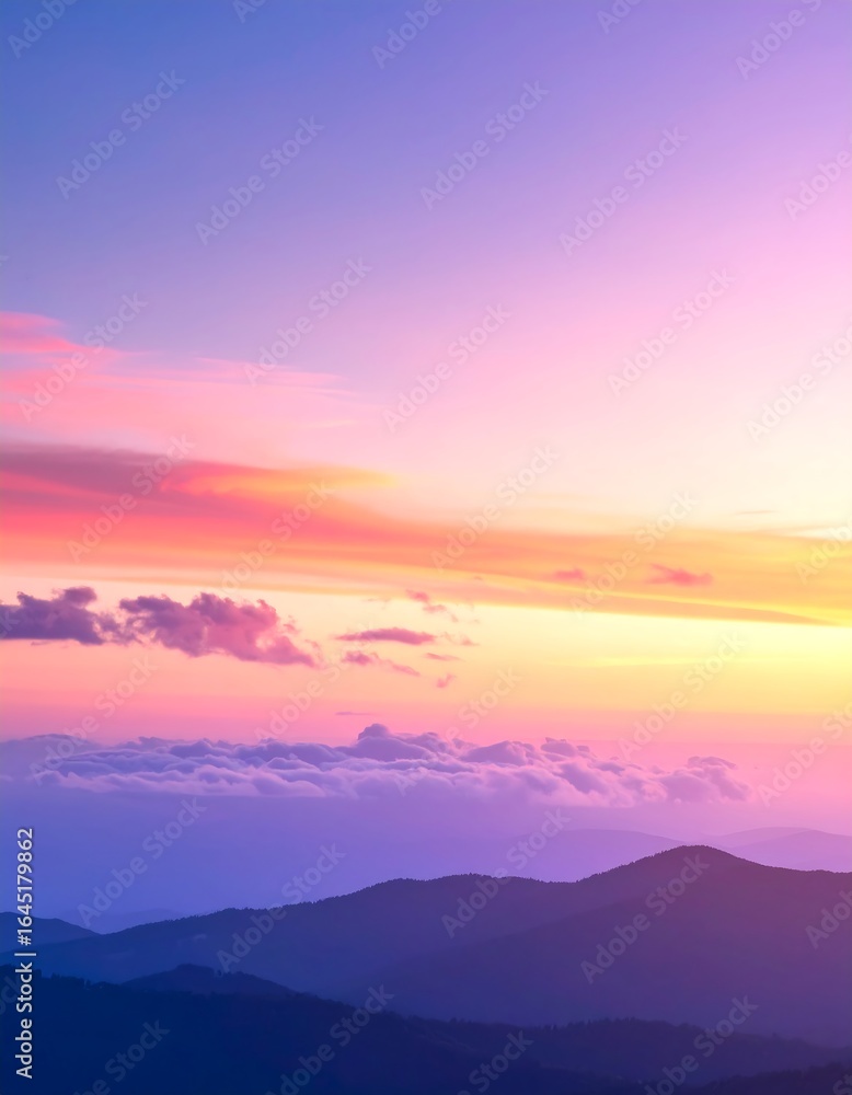 Fototapeta premium Majestic Mountain Range Under a Vibrant Sunset Sky