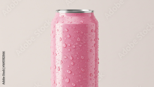 Pink Aluminum Can Mockup Refreshing Beverage Packaging Design
