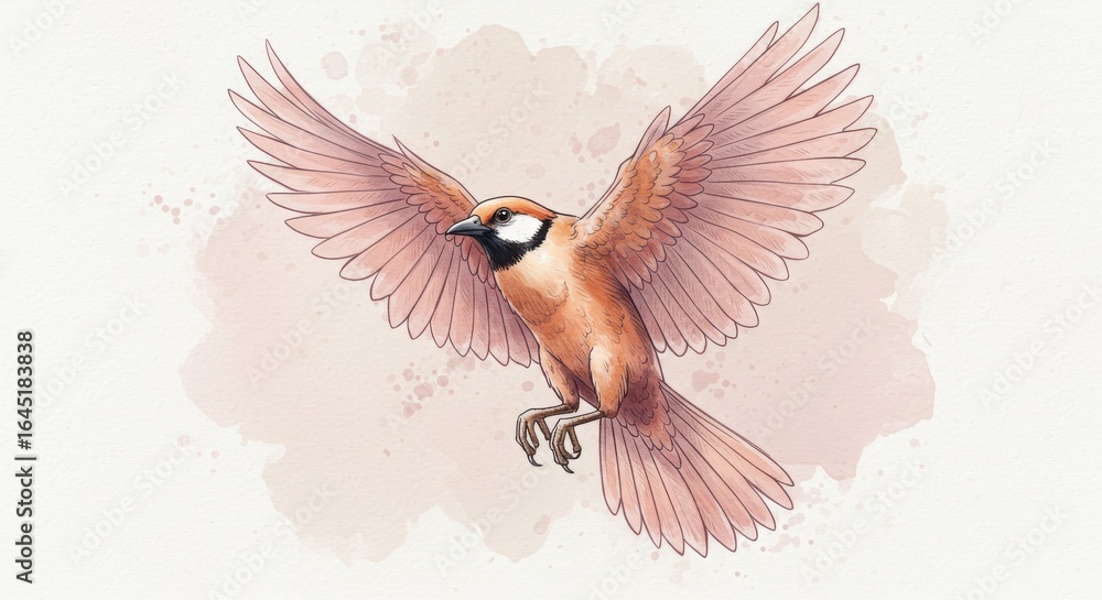Obraz premium Bird in Flight Watercolor Style Illustration of a Flying Bird