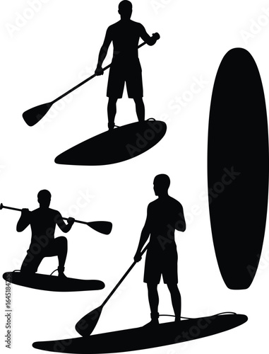 PrintPaddleboarding silhouette, water sports, outdoor activity, fitness lifestyle, adventure scene, paddleboard balance, stand-up paddleboarding, summer recreation, active people, ocean sport, 