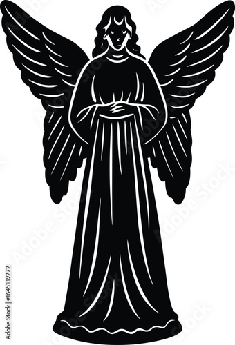 angel figurine on white background.eps