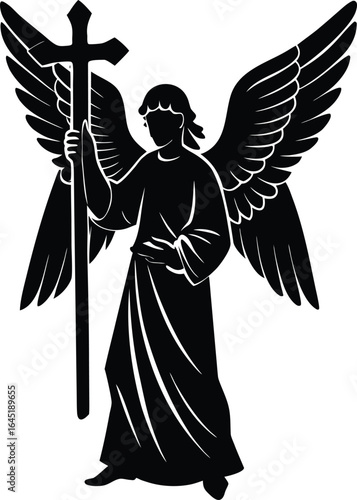 angel holding cross on the white background.eps