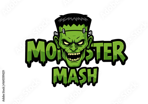 Cartoon Frankenstein's Monster with Monster Mash Text