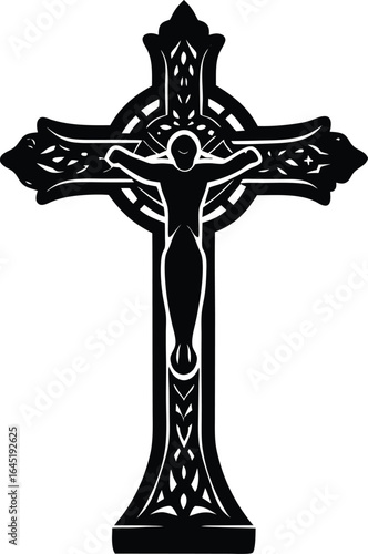 bronze crucifix on the white background.eps