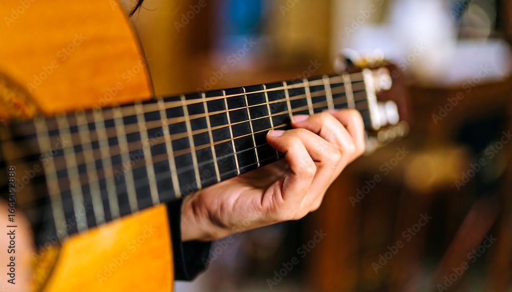 Obraz premium Close-up of playing guitar
