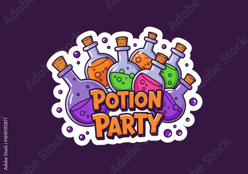 Colorful Potion Bottles Illustration for a Fun Potion Party Celebration