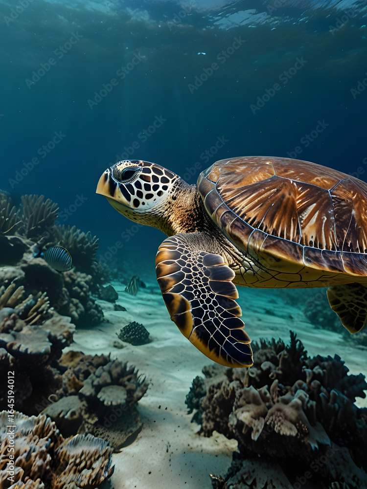 Fototapeta premium Sea turtles under the sea