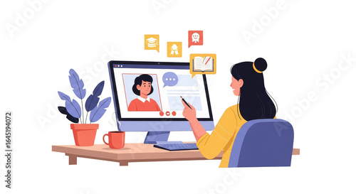 Online Education Student In Virtual Class