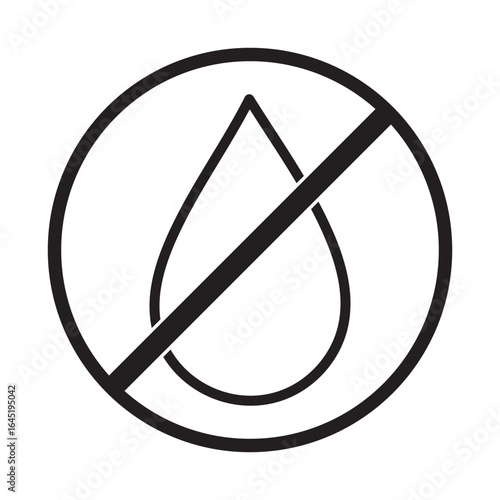 No water drop line style icon. Liquids are prohibited. Not a waterproof characteristic symbol. Adjustable stroke width. 