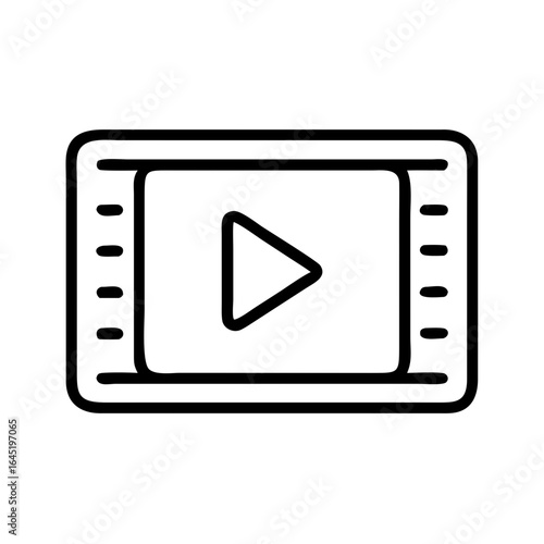 Play button icon in a film strip design for media concept  