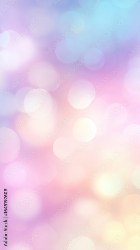 Fototapeta premium Soft pastel bokeh lights gradient background with blurry circles in pink purple and blue