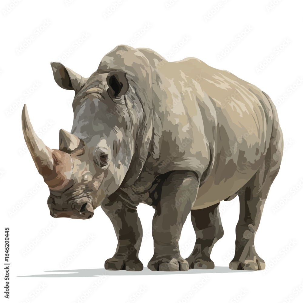 Fototapeta premium Rhinoceros Realistic Wildlife Vector Illustration