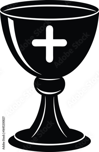 golden chalice with cross on the white background.eps