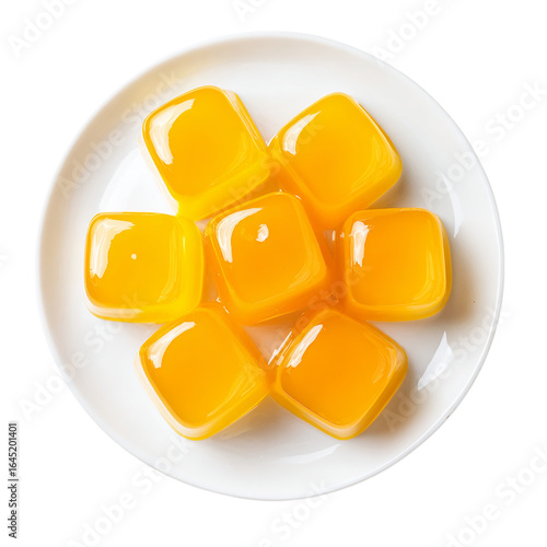 Fresh mango jelly Top view isolated on transparent background.