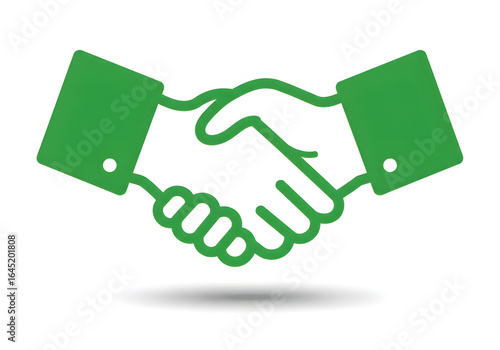 Handshake Icon - Green Agreement Symbol for Business Partnership, Collaboration, and Success