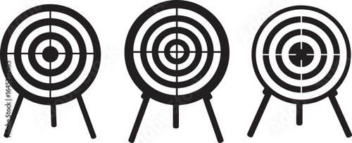Three archery targets on stands silhouette