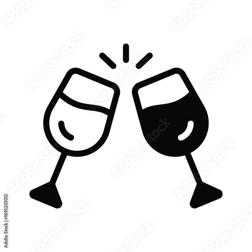 A well crafted glyph icon showing celebratory cheers
