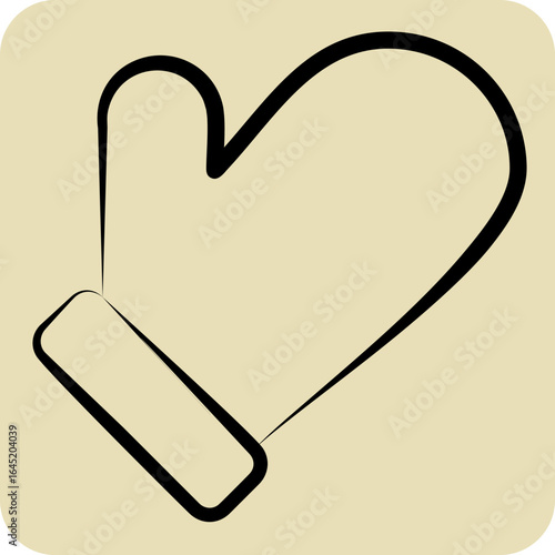 Icon Oven Glove. related to BBQ symbol. hand drawn style. design editable